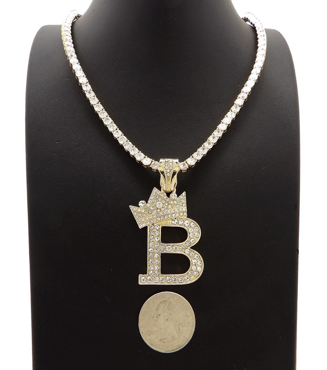 INITIAL B &20 CUBIC ZIRCONIA NECKLACE