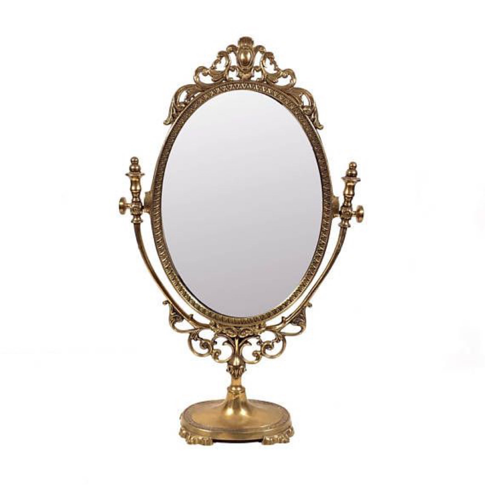 Vintage French Brass Vanity Table Mirror