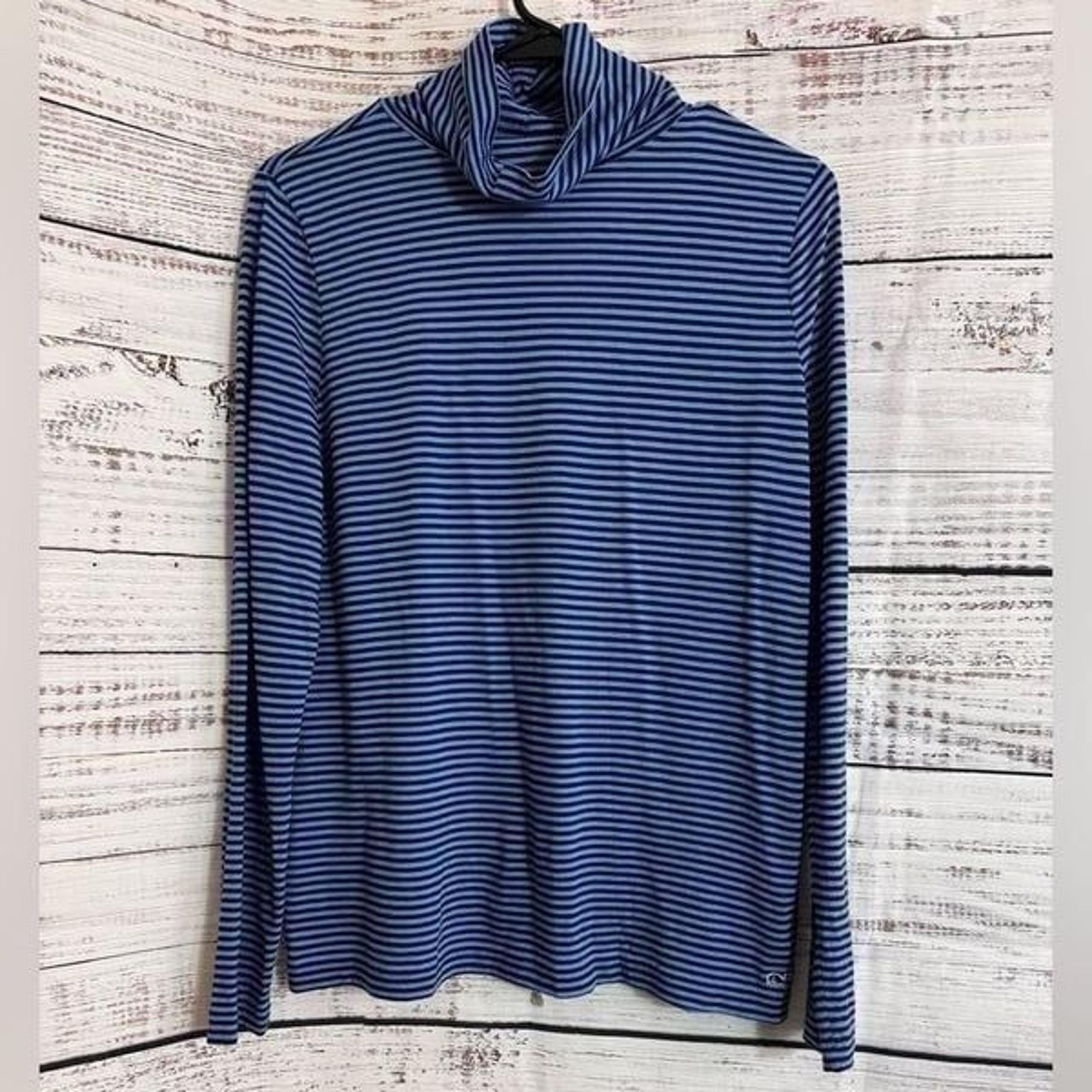 Vineyard Vines Top Womens Size Medium Pima Cotton Striped Mock Neck Basic layer