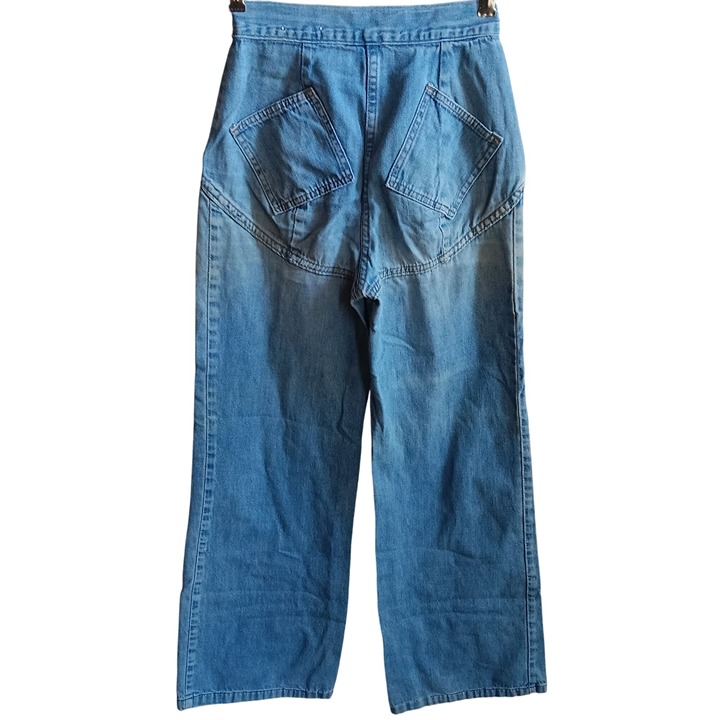 22x29 Vintage 70's High-Waisted Wide Leg Denim Jeans Dual Front & Back Pockets