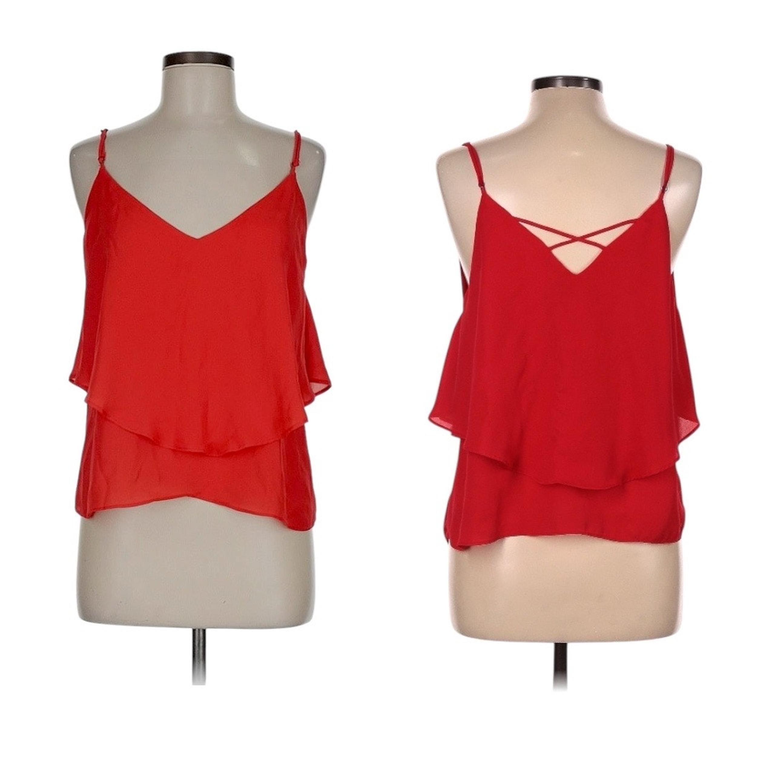 MIAMI Womens Size small red layered sleeveless criss cross open back tank top