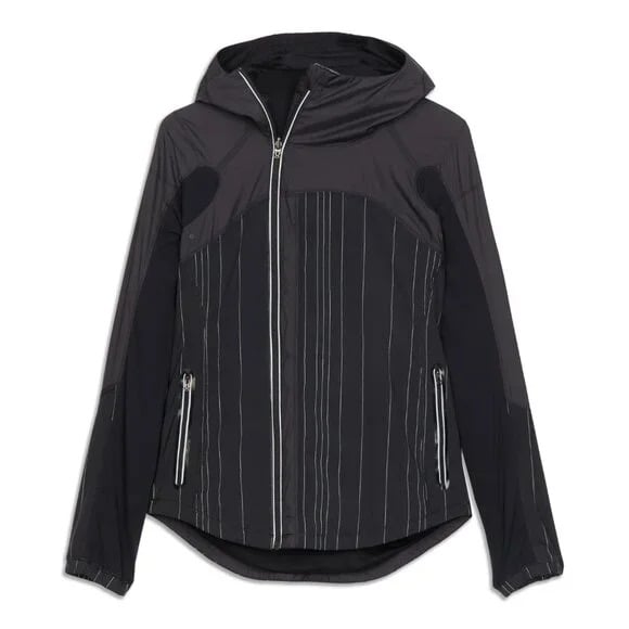 Lululemon Women's Black Run Get Up Glow Hooded Athletic Jacket Size 4