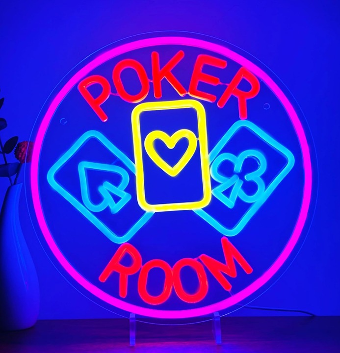 Fun Bright Colorful “Poker Room” Card LED Night Light Game Room Wall Decor