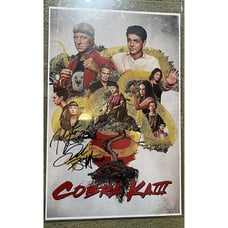 3 Cast Signed 19” Poster Peyton List, Xolo Mariduena & Jacob Bertrand Cobra Kai