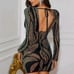 Love & Lemonade Black Deep V Neck Long Sleeve Party Mini Dress NWT Sequins LGE