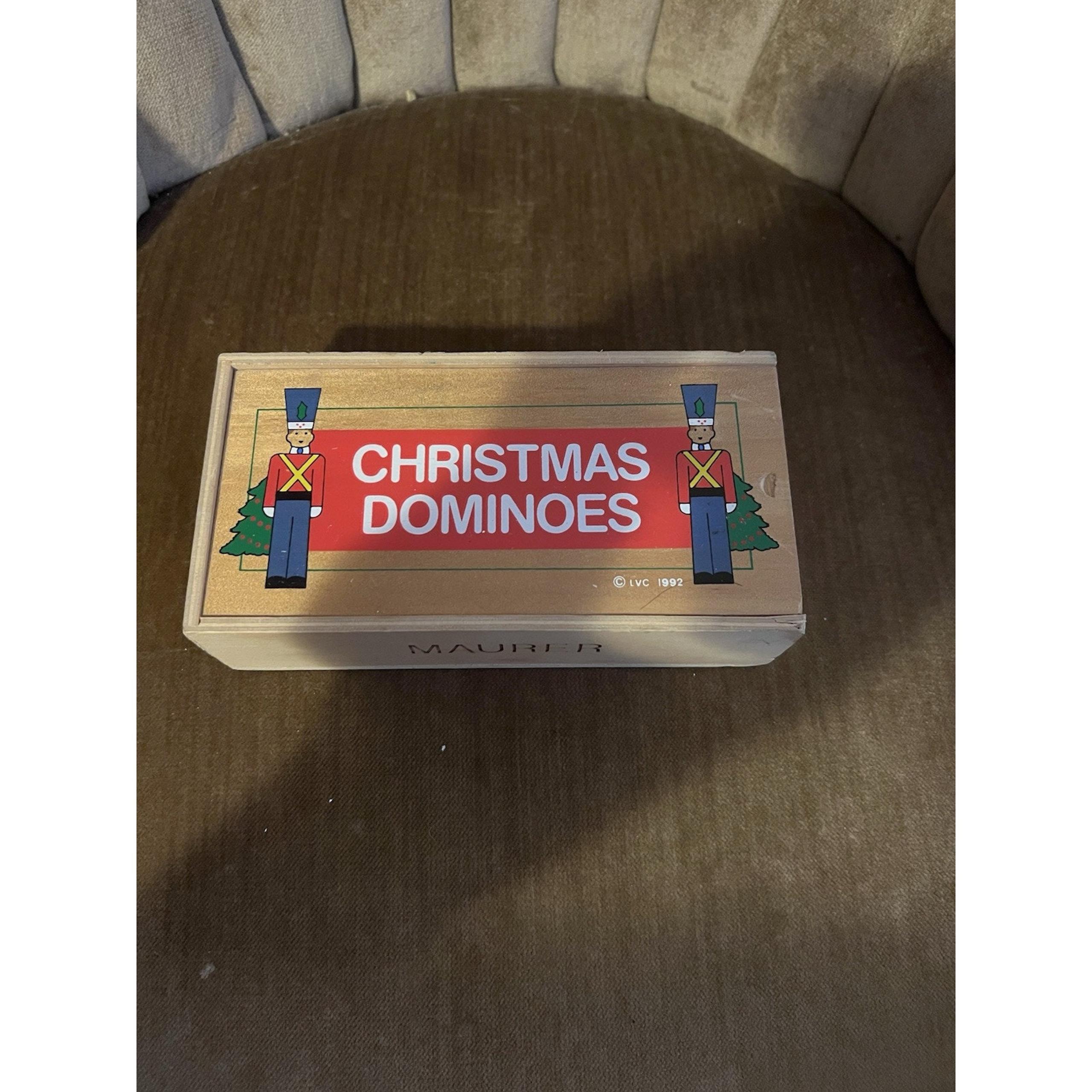 Vintage Wooden Christmas Dominoes - LVC 1992 - COMPLETE - Pre-Owned