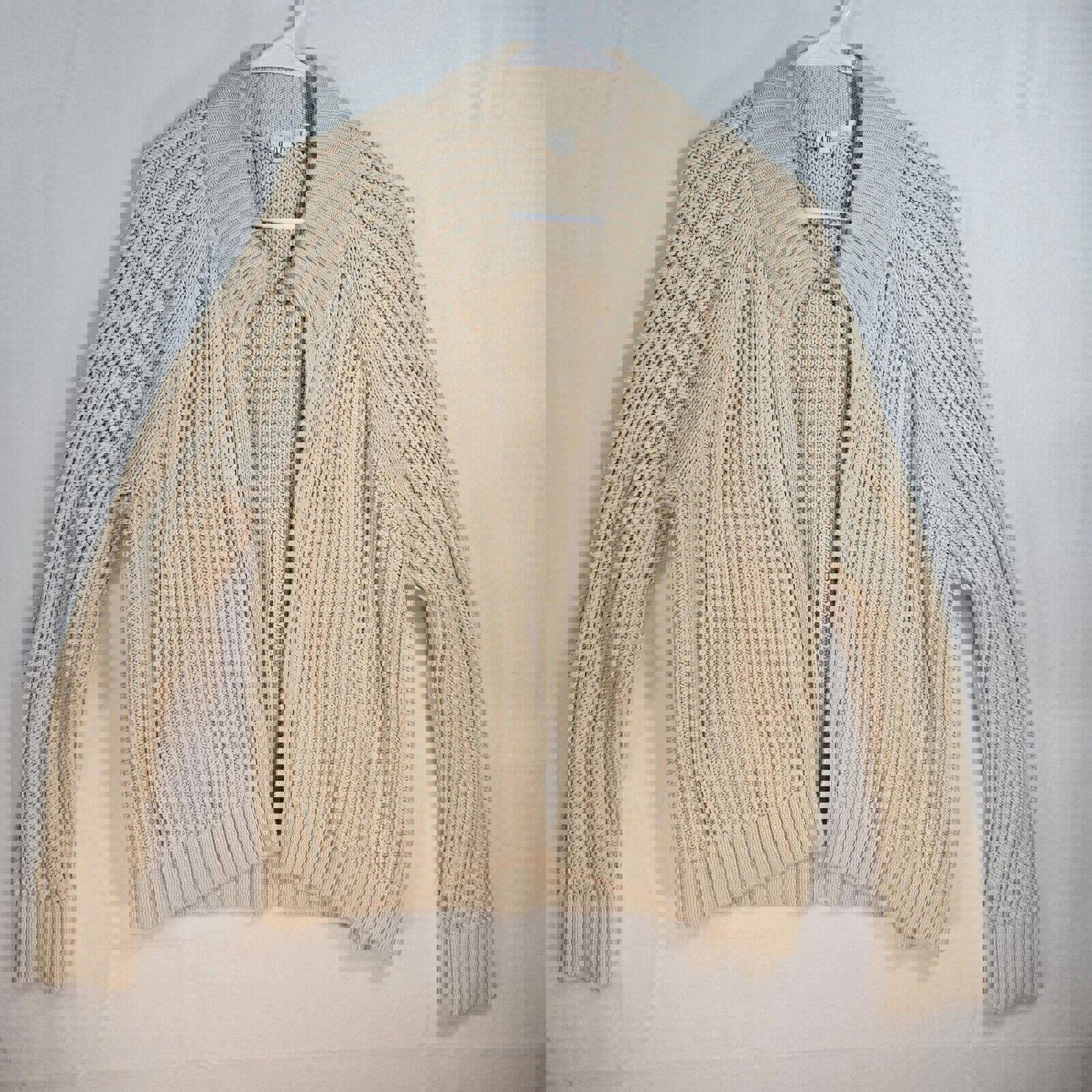 Gap Women's Beige Open Front Bomber Cardigan Sweater Cuff Sleeve Cable Knit Lg