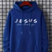 Men's Plus JESUS Letters Print Long Sleeve Drawstring Hoodie Sweatshirt