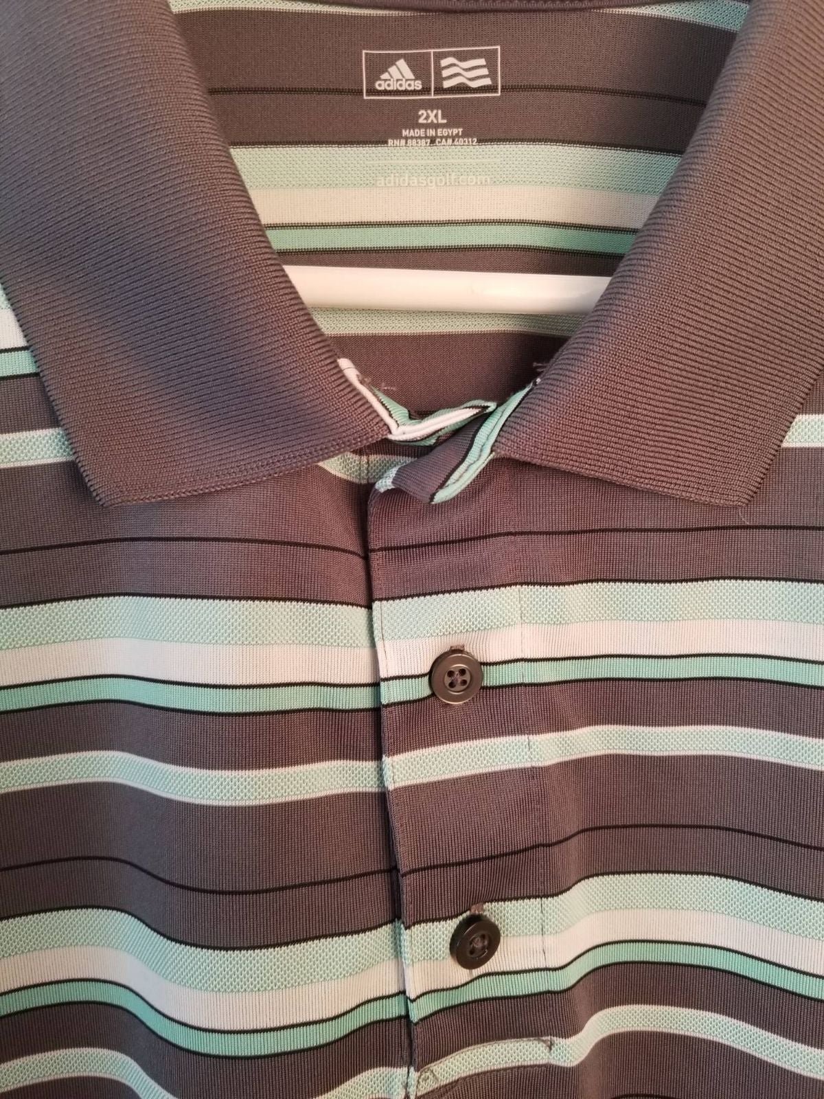 Adidas Golf Men's Size XXL Gray & white Stripe Polo Shirt