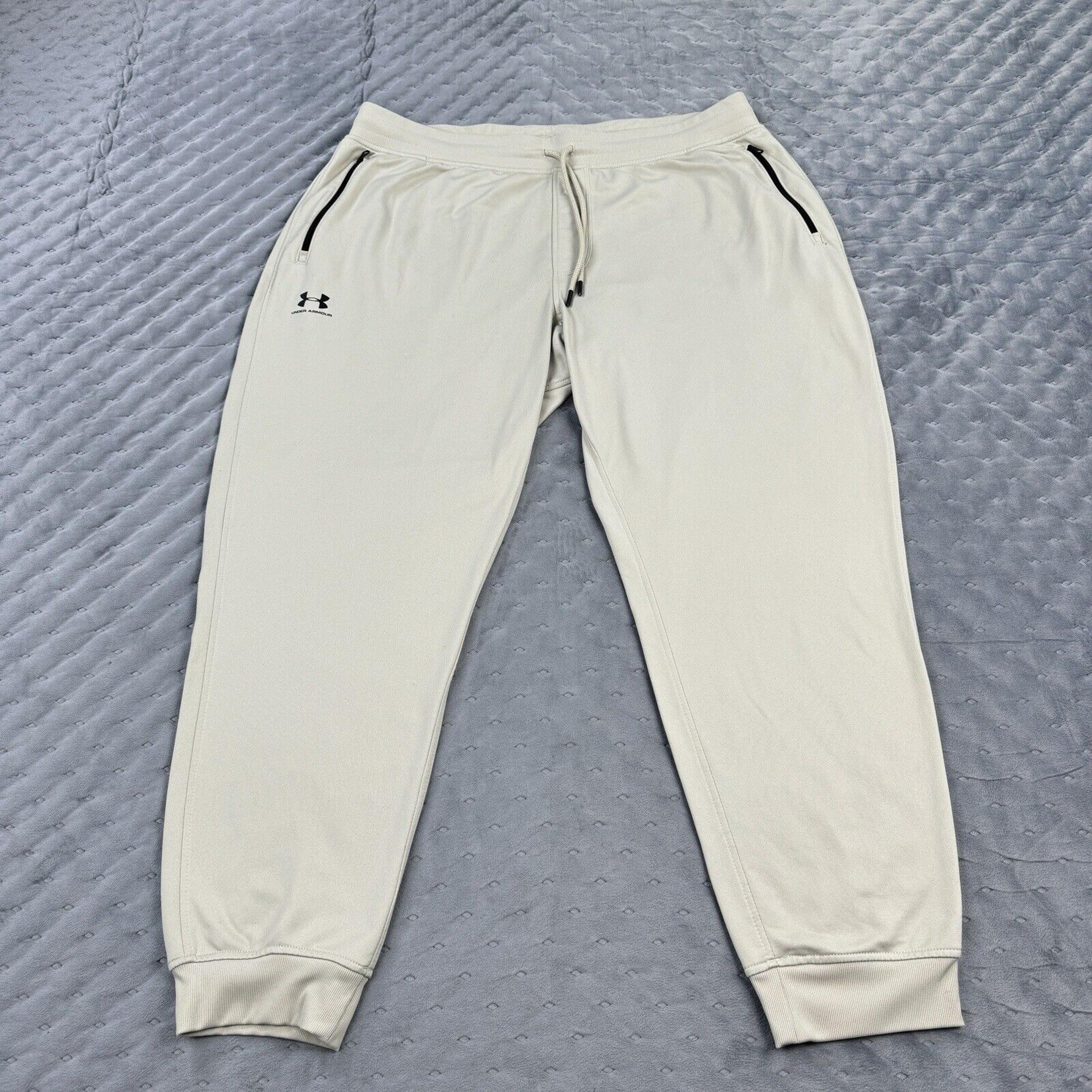 Under Armour Sweatpants Mens 2XL XXL Tan Fitted Jogger Drawstring Running Logo