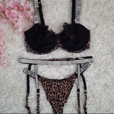 Victoria secret 3 Pieces leopard sparkling set