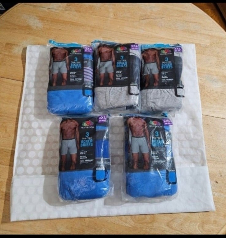 5 FRUIT OF LOOM BOXER SETS 2XL