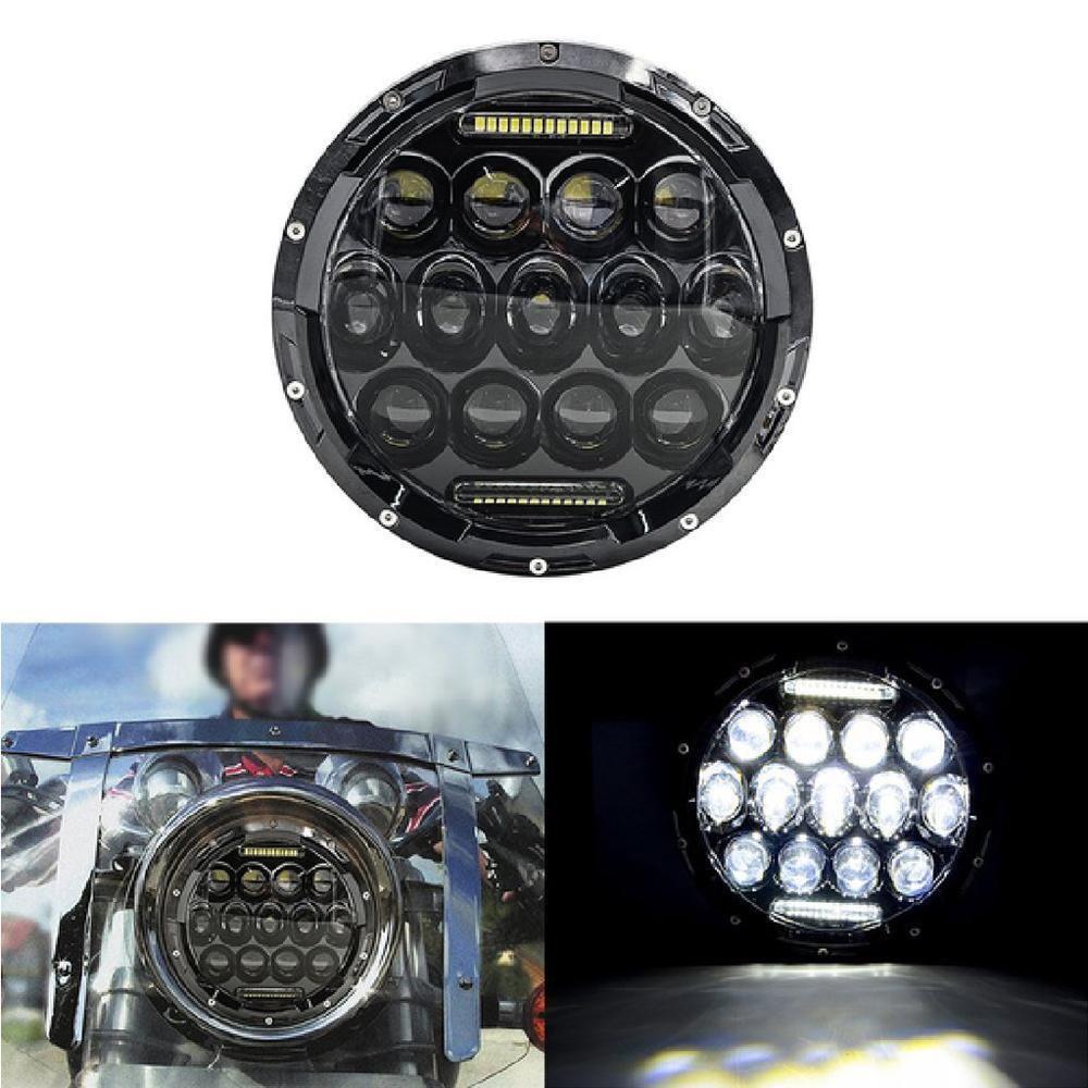 7″ Headlight LED Light Bulb Headlight with DRL Accent Lights 75W BRIGHT BLACK