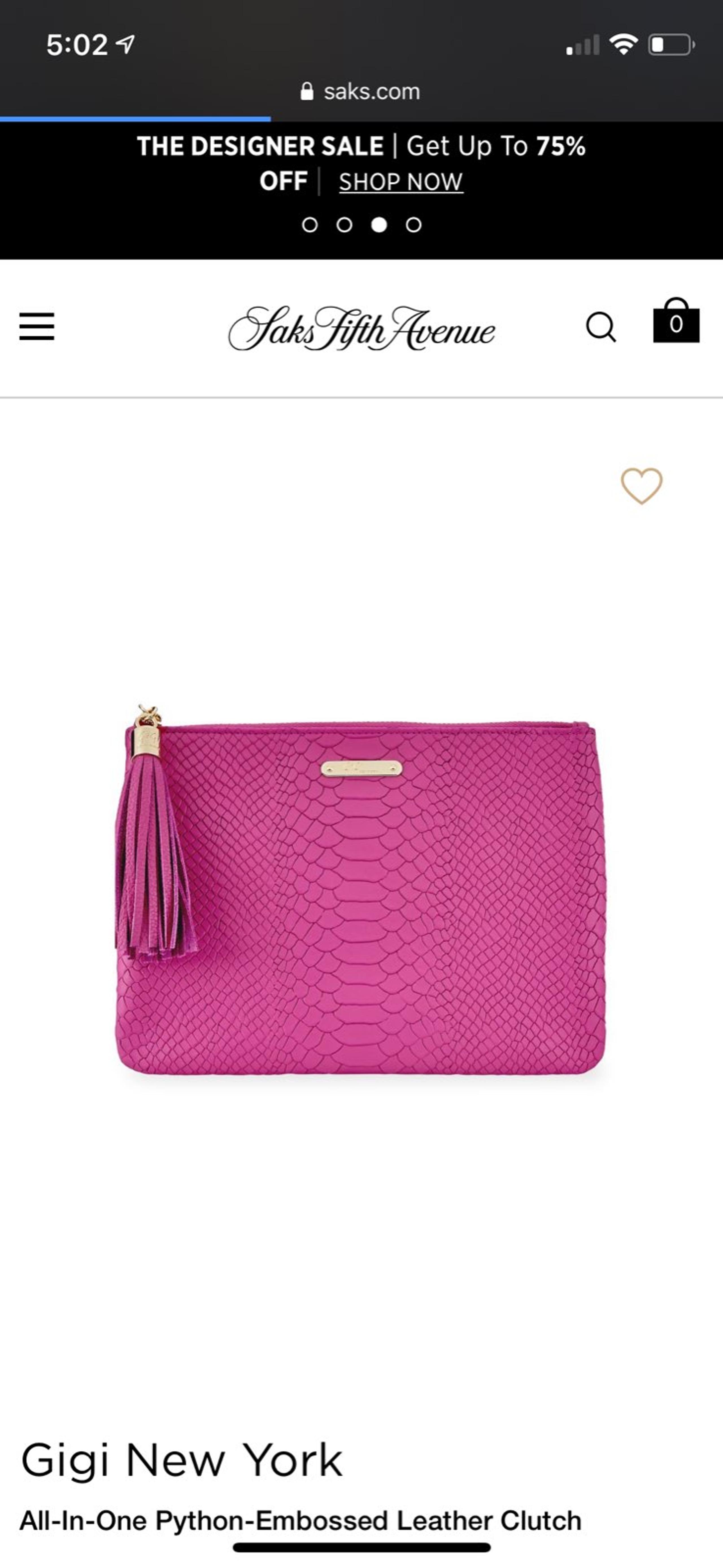 Gigi New York pink python clutch