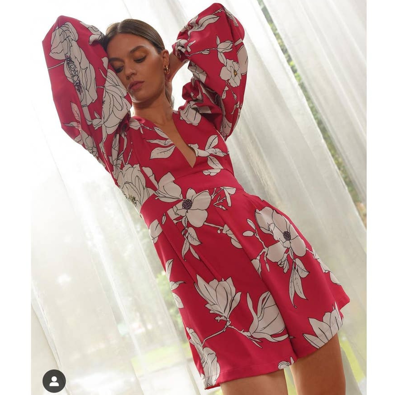 Anthropologie Natalia Mazzei Zubillaga NMZ Deep-V Floral Romper Pink Sz M 228
