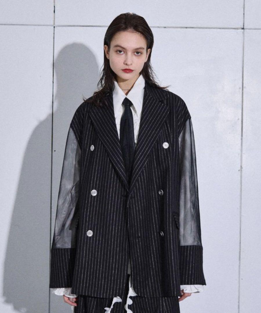 Seyto Size 3 / Lame Stripe Layered Tailored Jacket