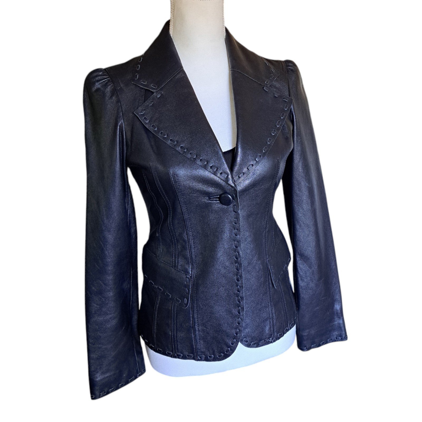 Vintage Bebe Genuine Leather Jacket Women's Sz XS