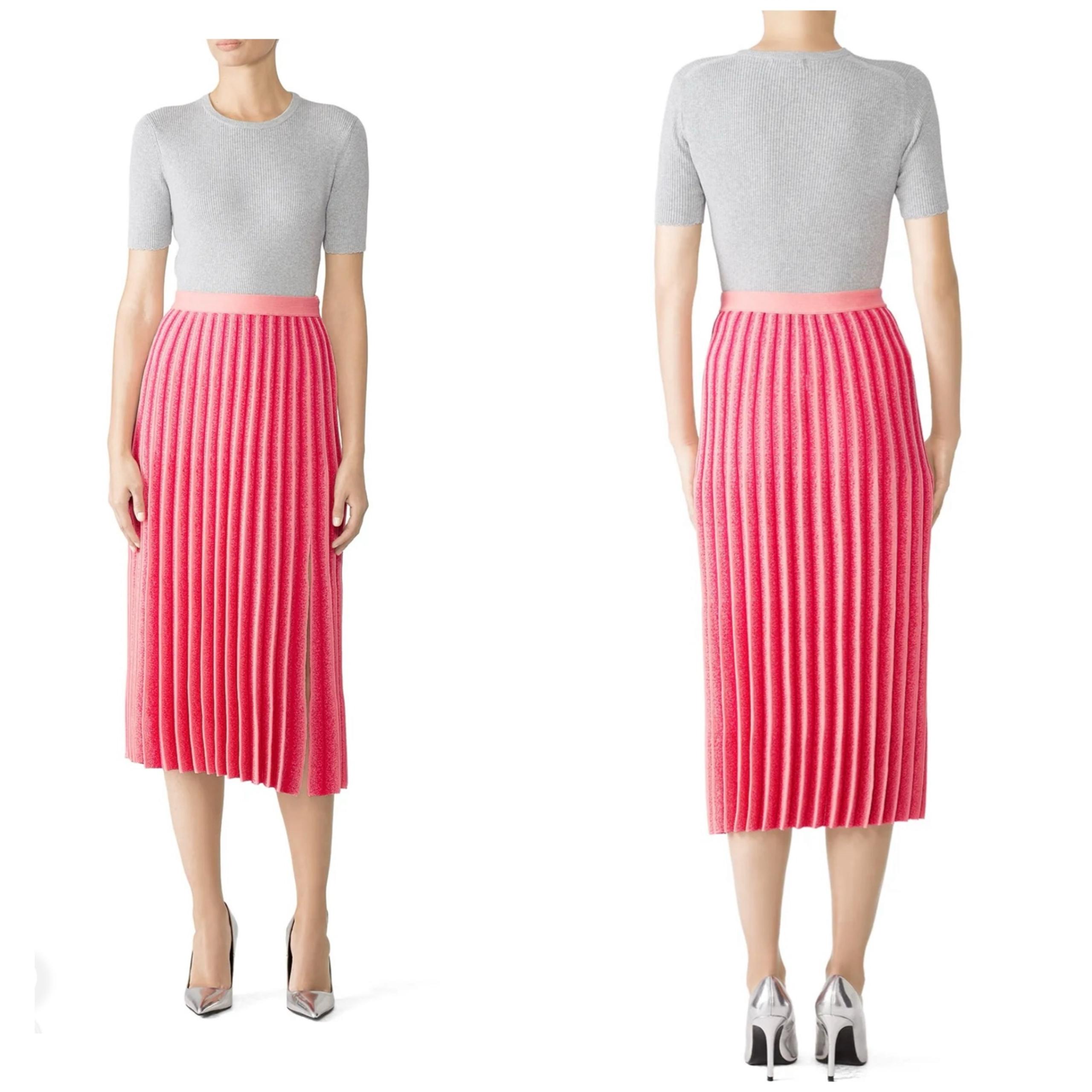 NWT Derek Lam 10 Crosby Pleated Knit Skirt Pink  Medium