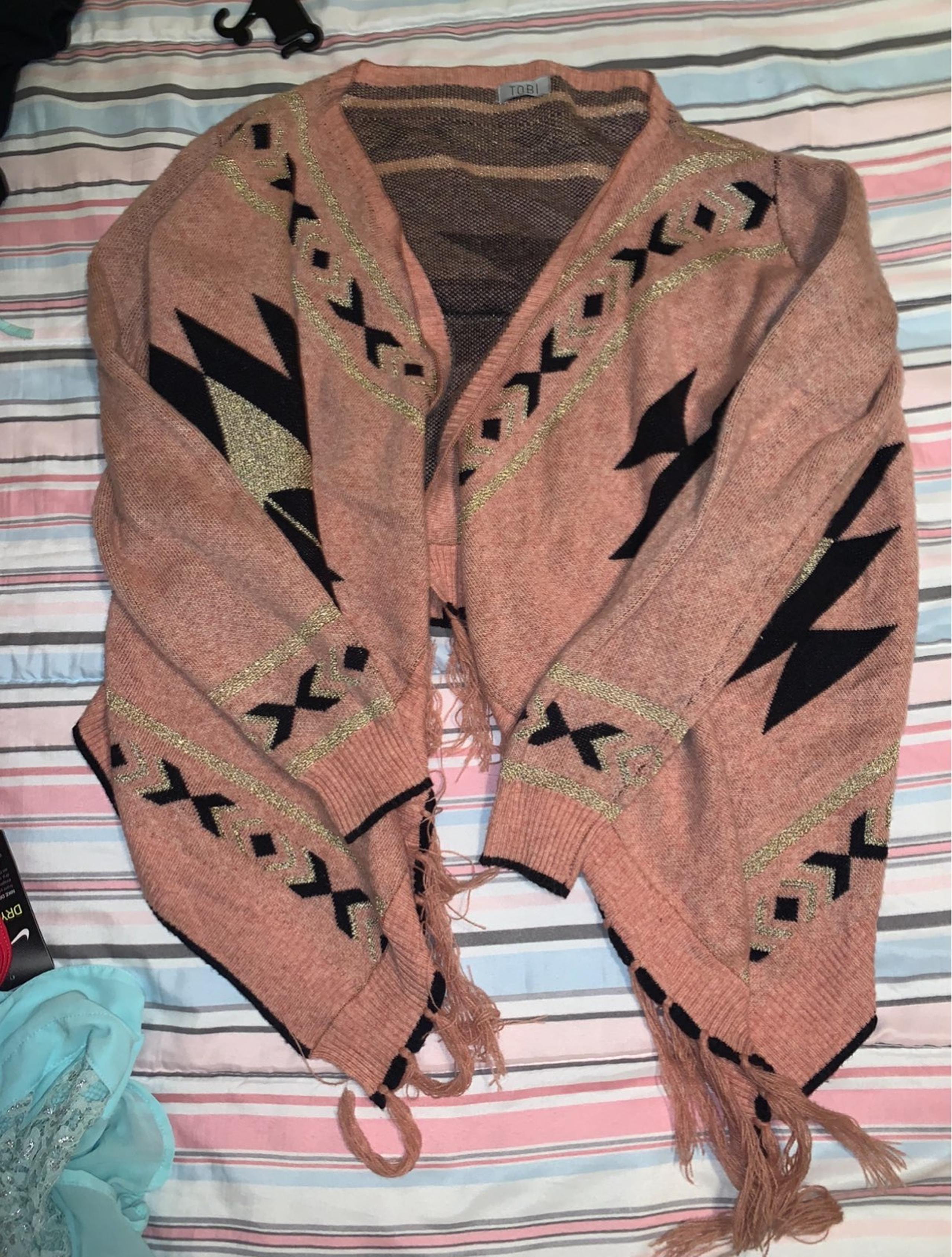 Tobi Aztec Design Pink Sweater