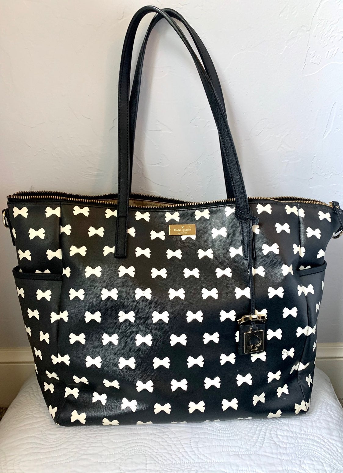 Kate Spade Diaper Tote Bag - bow pattern