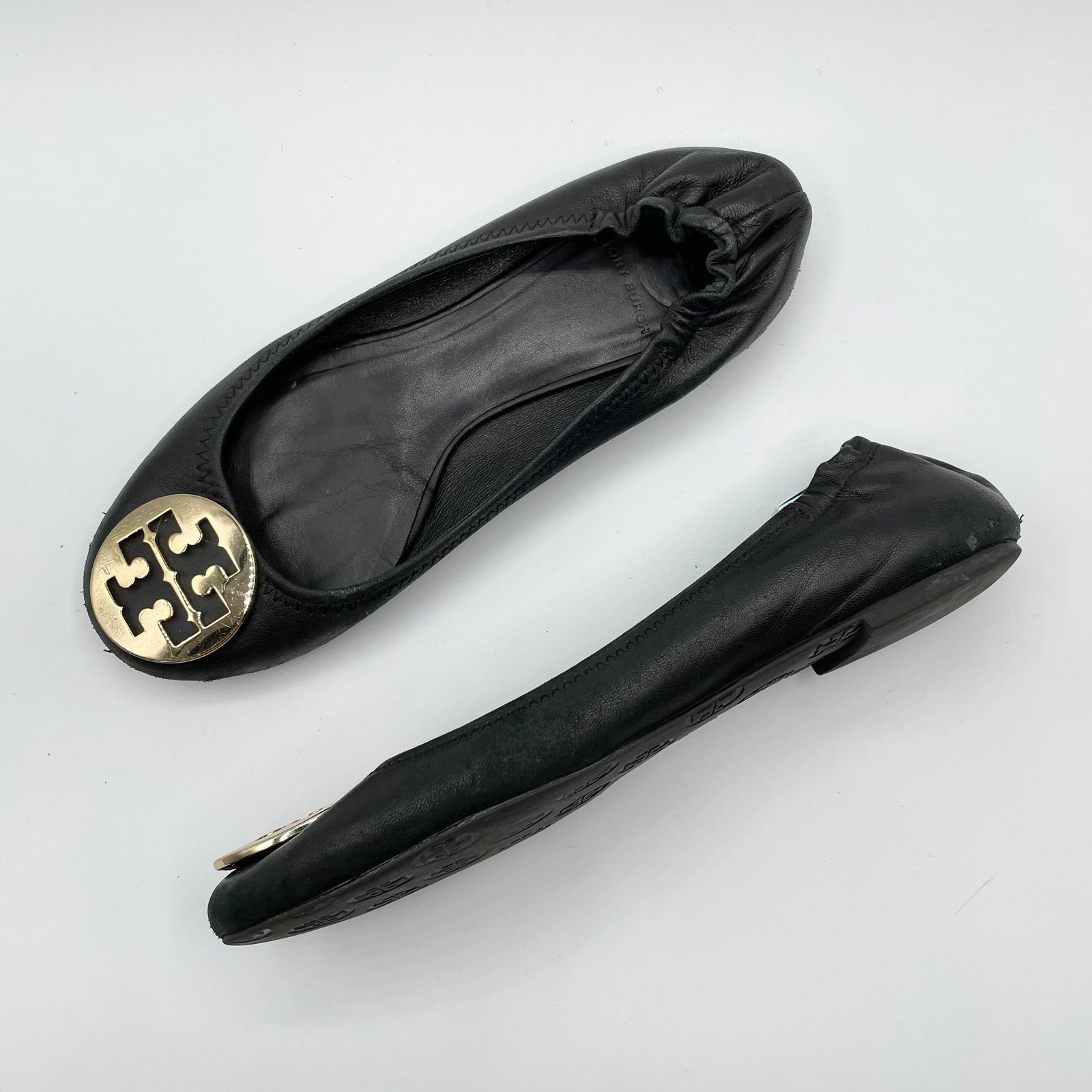 Tory Burch Black Reva Ballet Flats Sandals size 7.5