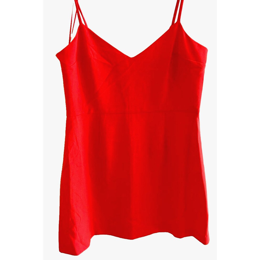 French Connection Whisper Sweetheart A-Line RED Mini Dress SPAGHETTI STRAP Sz L