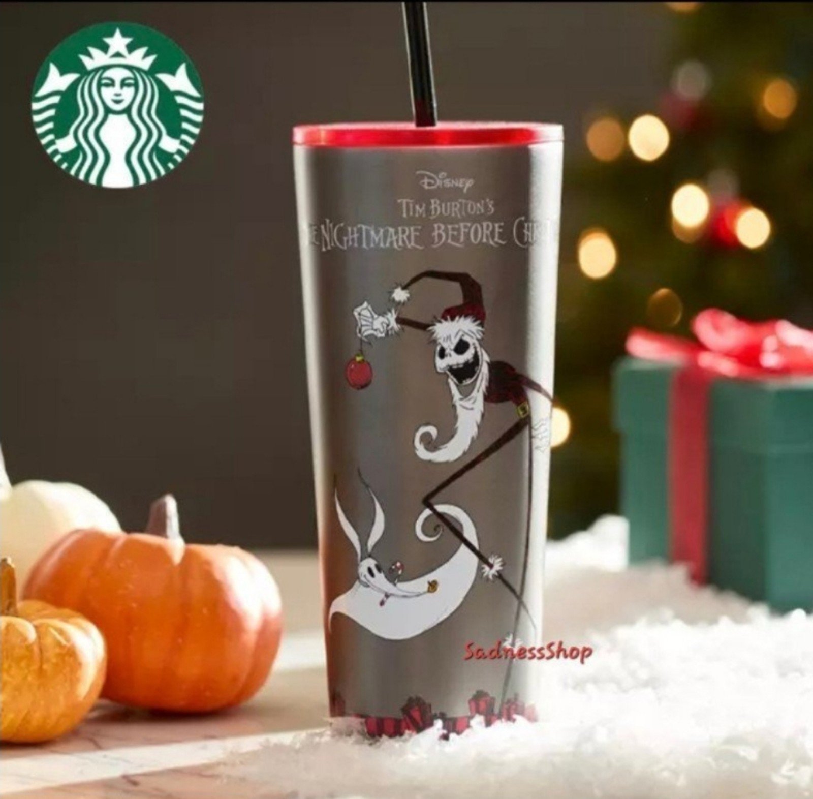 the nightmare before christmas stainless steel Starbucks tumbler with straw
