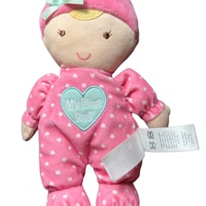 Carters Child of Mine Hearts My 1st First Doll Plush Pink Baby Rattle Crunch