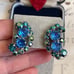 juliana earrings blue AB rhinestone vintage 1950s
