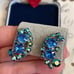 juliana earrings blue AB rhinestone vintage 1950s