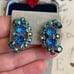 juliana earrings blue AB rhinestone vintage 1950s