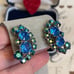 juliana earrings blue AB rhinestone vintage 1950s