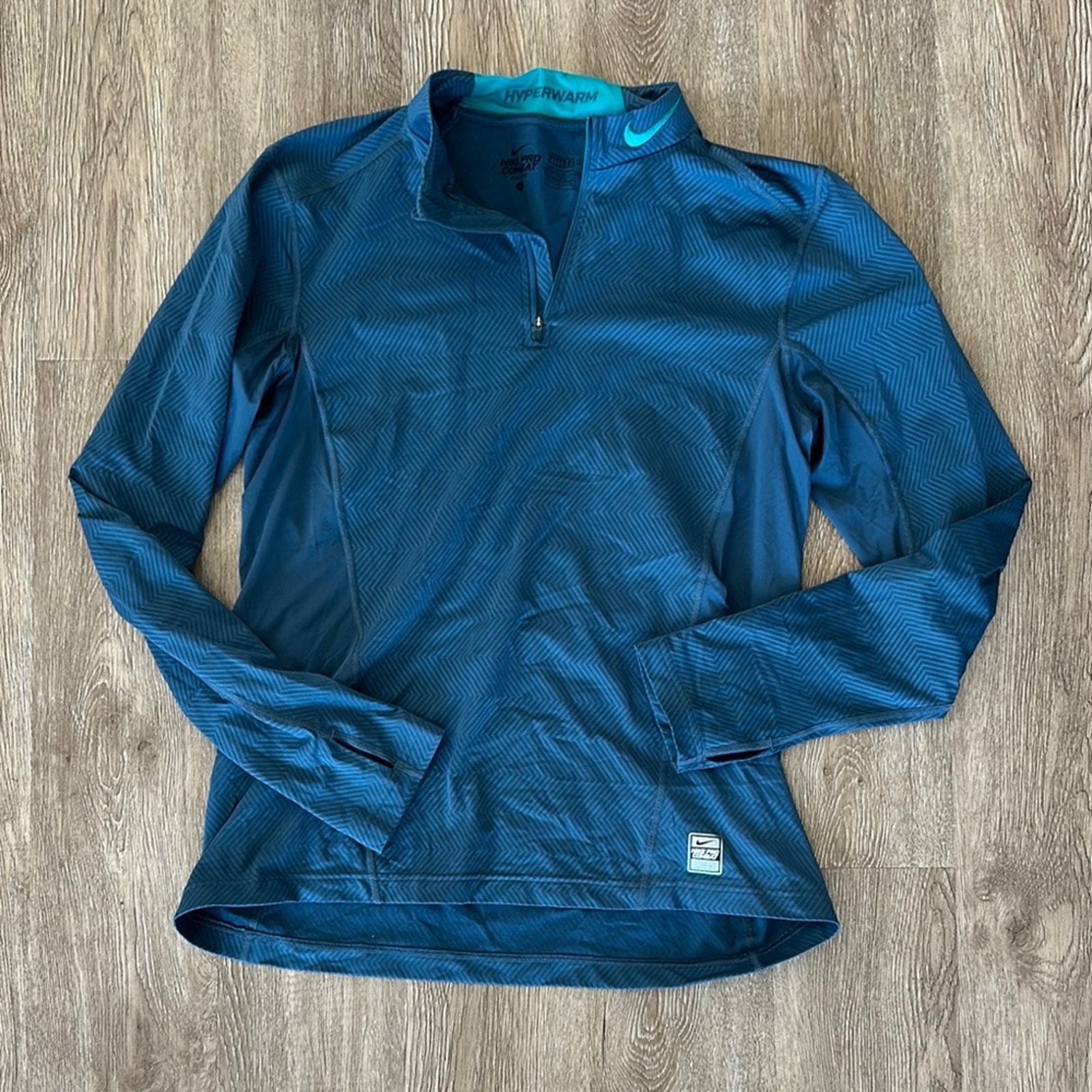 Nike Pro Blue Long Sleeve 1/4 Zip Pullover