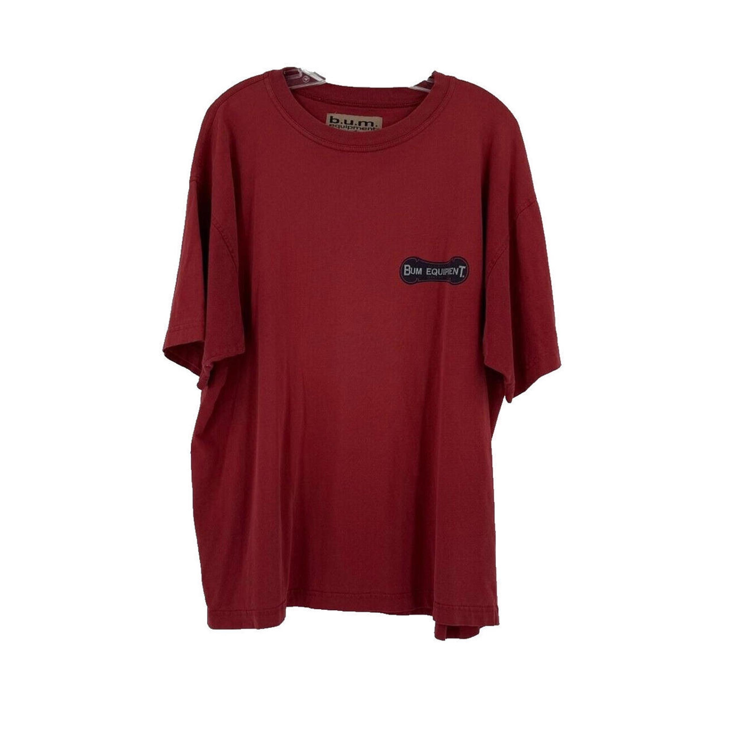 B.U.M. Equipment Mens Vintage Burgundy Red Cotton Short Sleeve T Shirt Sz L
