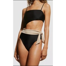 Ramy Brook Women's Black Gigi Color-Block One Piece Swimsuit Sz Medium C0522804