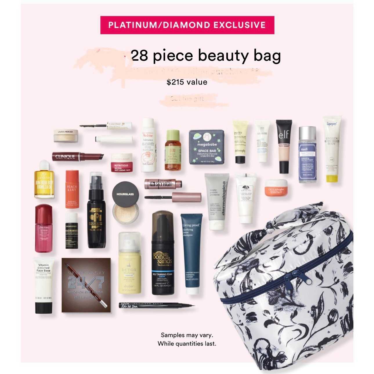 ULTA 28p Beauty Bag Skin Care & Makeup 215 Value NWT