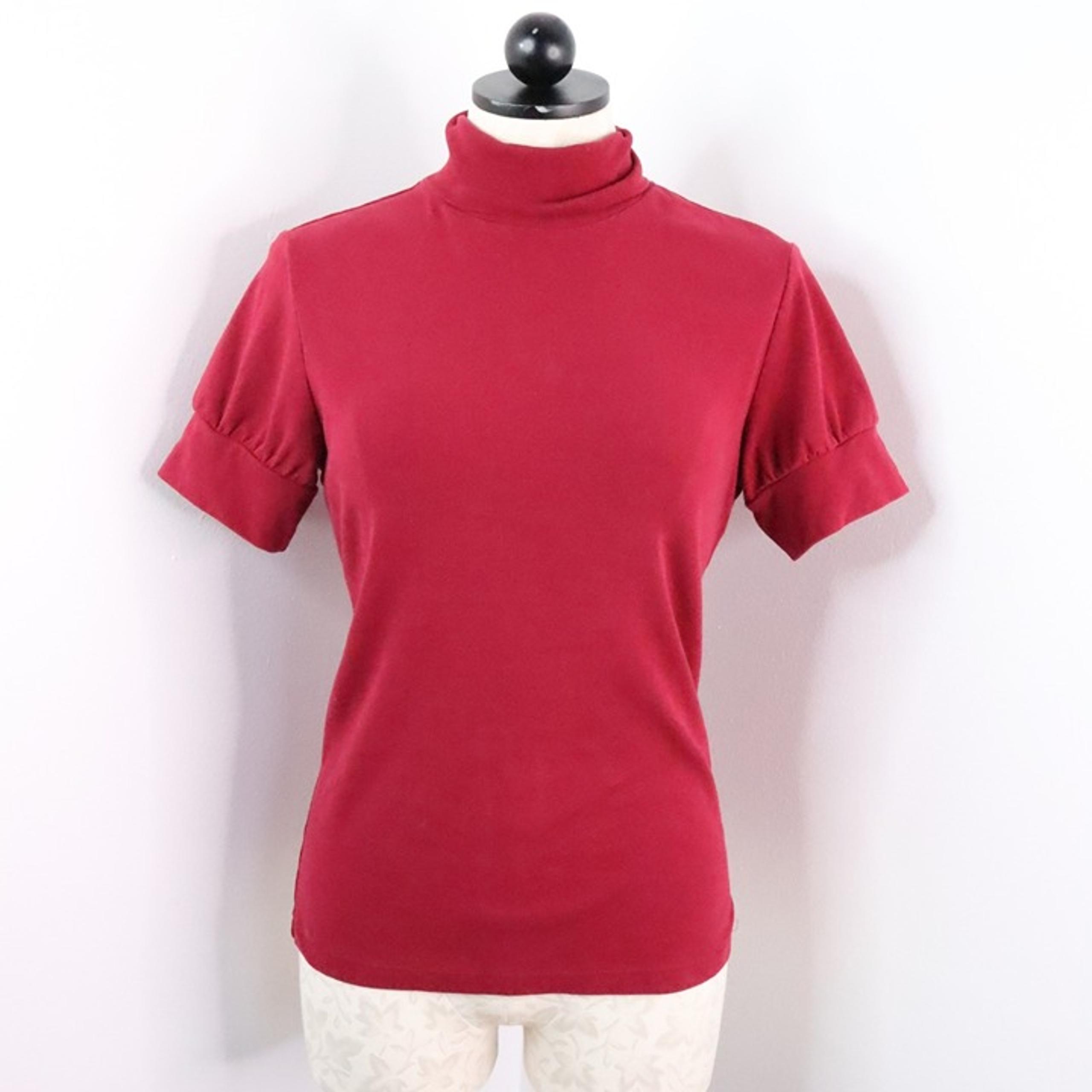 Victoria's Secret VS Tee Shop Women's M/L Y2K Red Cotton Stretch Turtleneck Top