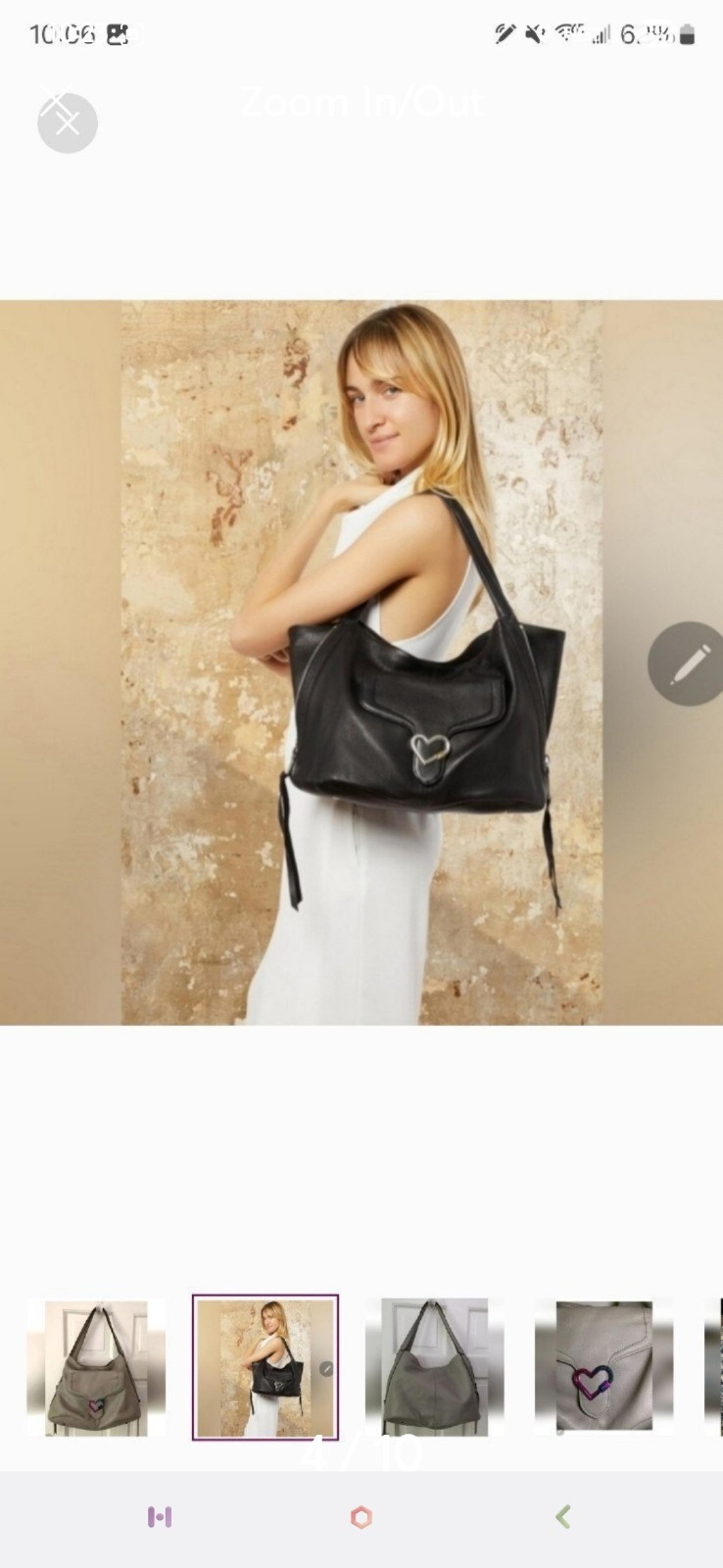 WOW!Rare Aimee Kestenberg Handbag Gray Leather Shoulder Hobo Bag Purse oil slick