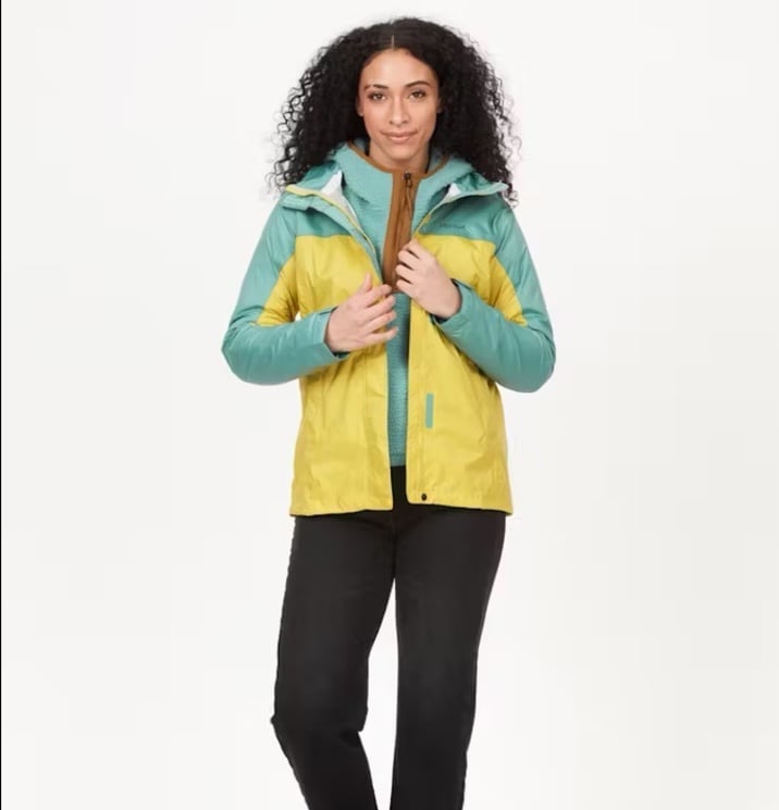 NWT Marmot Raincoat Medium Yellow Blue PreCip Eco Windbreaker Jacket