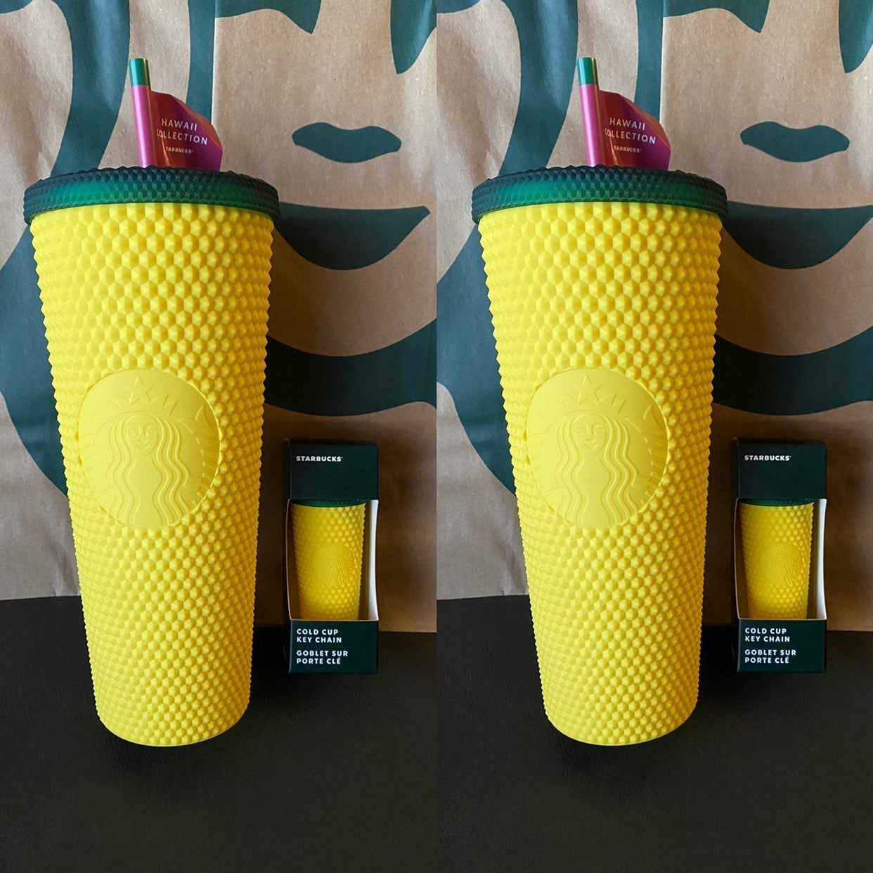 Starbucks Tumbler Pineapple Studded and Key Chain Set Of 2