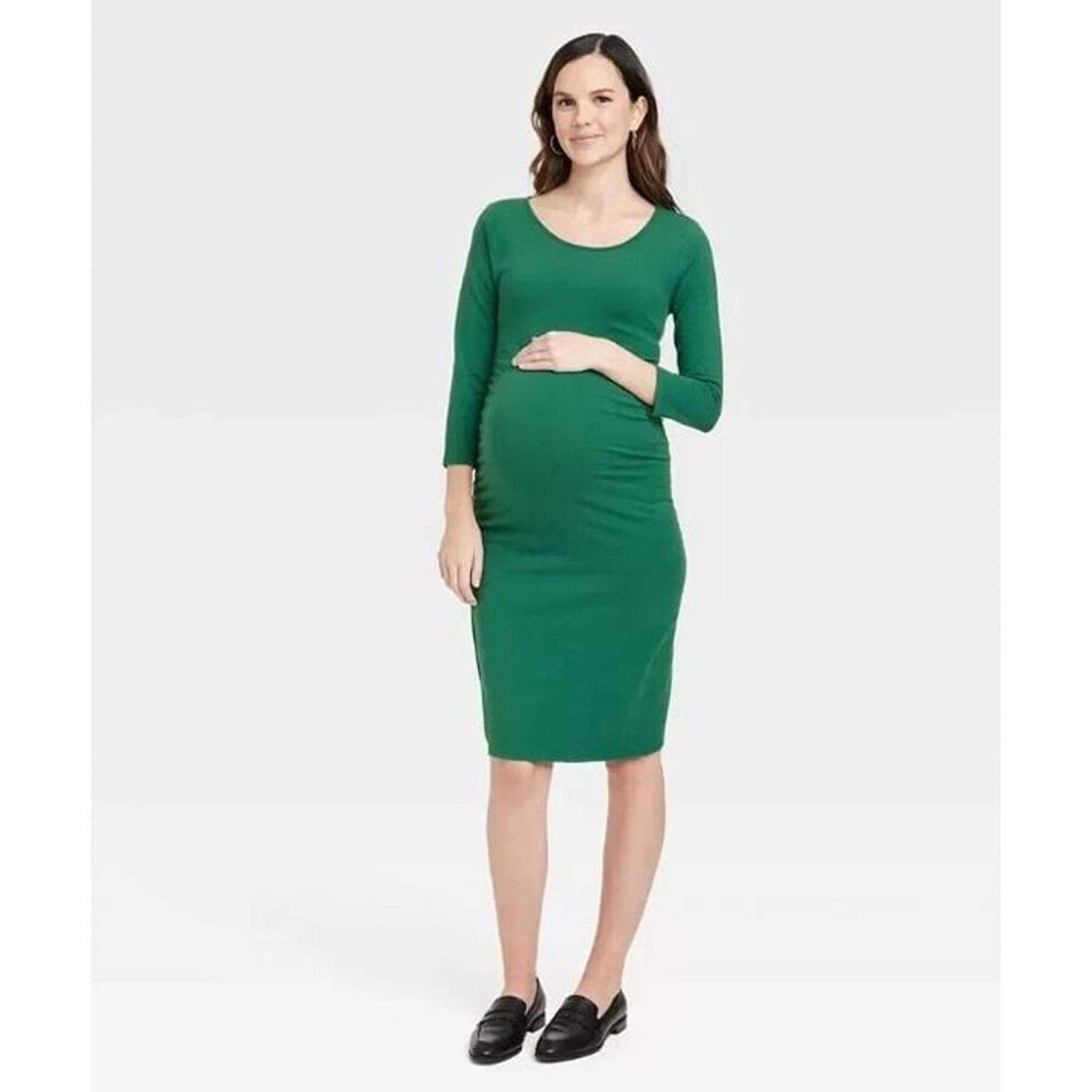 Isabel Maternity Women's 3/4 Sleeve T-Shirt Maternity Dress Green Size XL