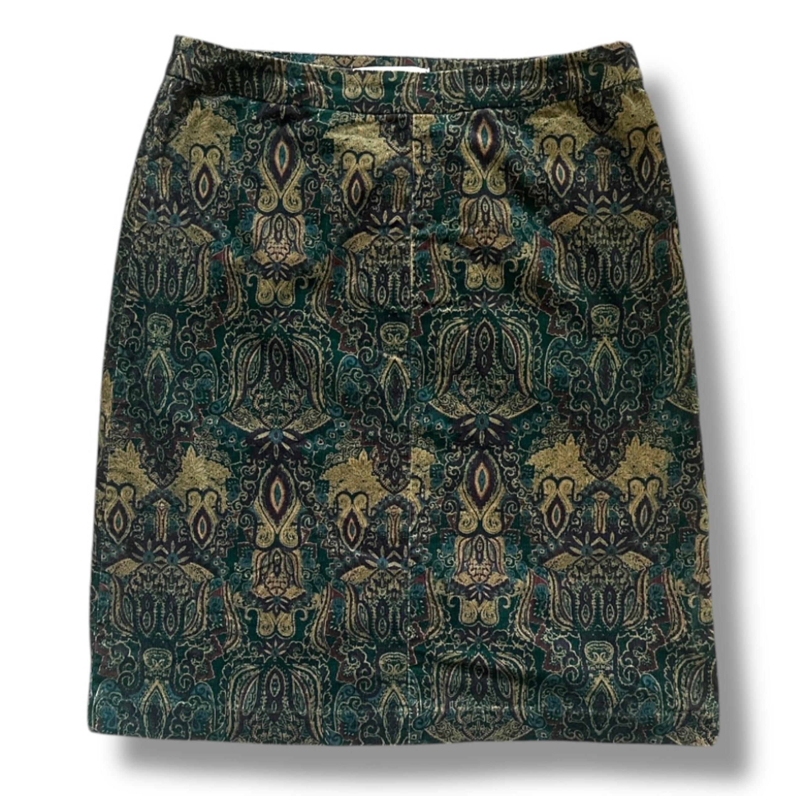 Croft & Barrow Corduroy Paisley Pencil Skirt Women’s Size 12 Stretch Folk Preppy