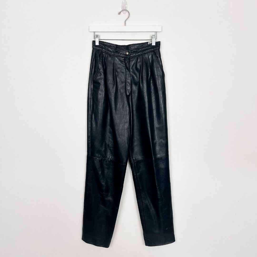 Vintage Bagatelle High Rise Leather Pants Black Union Label Made in Canada