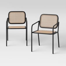 Boda 2pk Caning Patio Dining Chairs - Black - Project 62™