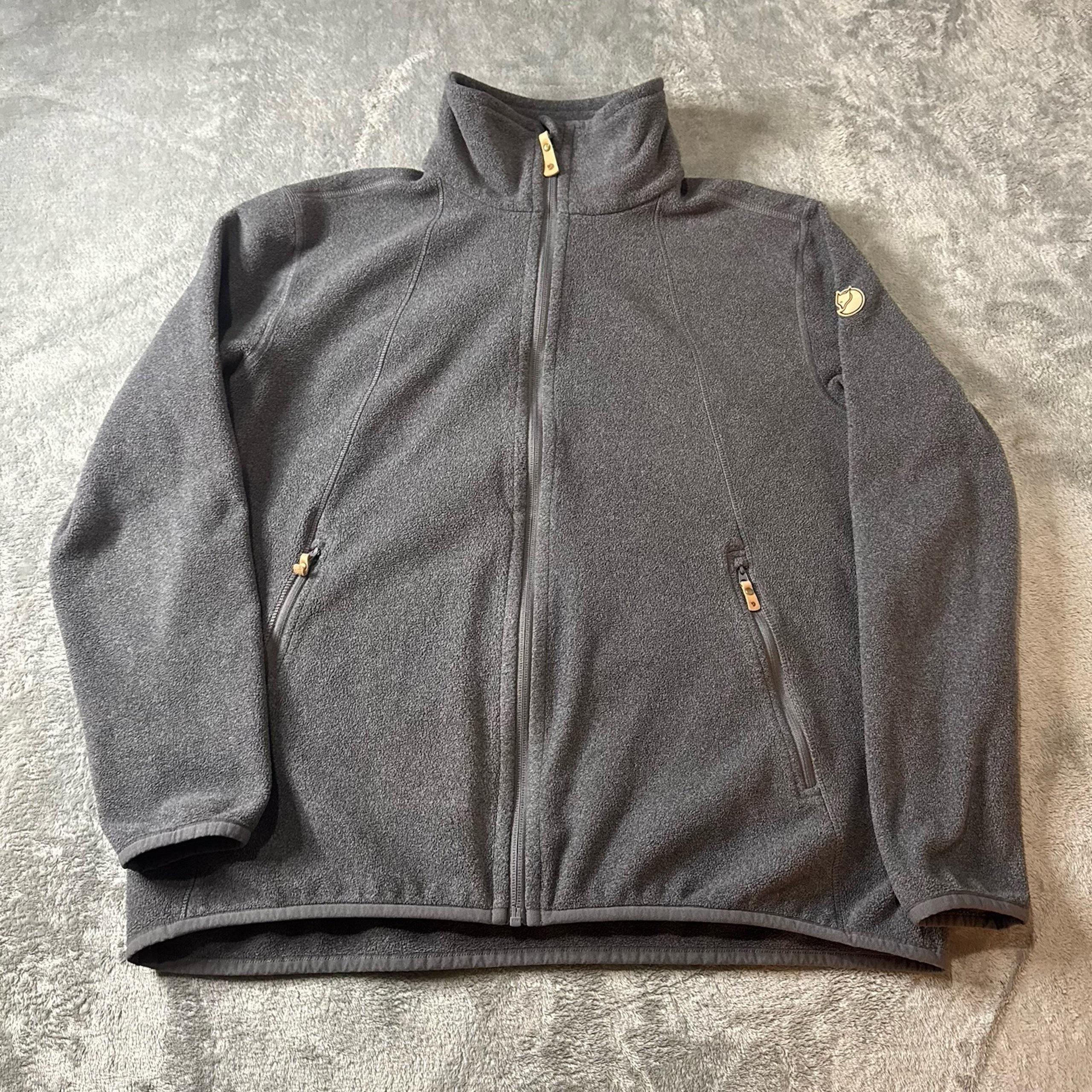 Fjallraven Women's XL Stina Full Zip Fleece Jacket Outdoor Warm Charcoal Gray