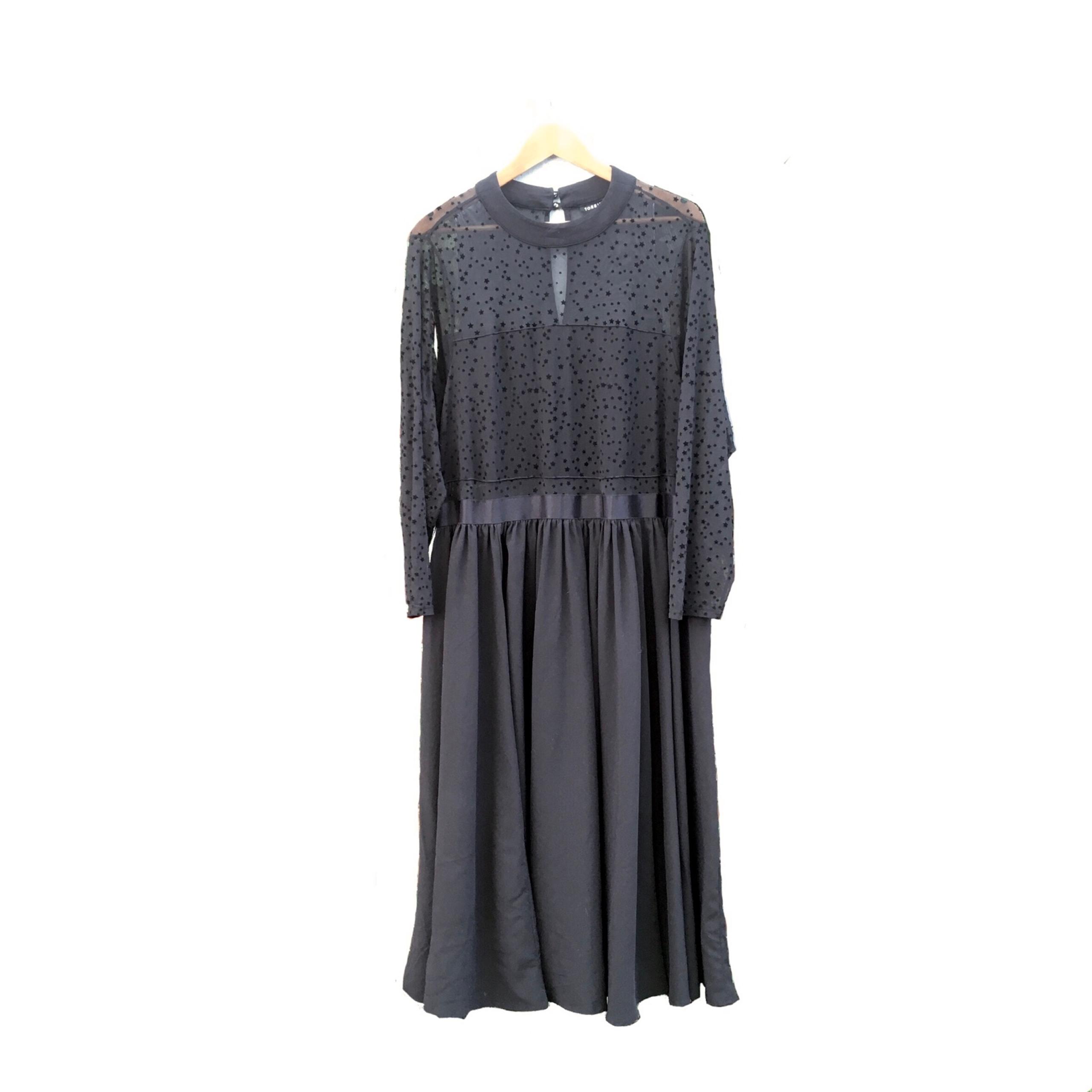 Torrid Star Midi Skater Dress Sheer Stars Womens Plus Size 22 Keyhole Back Black