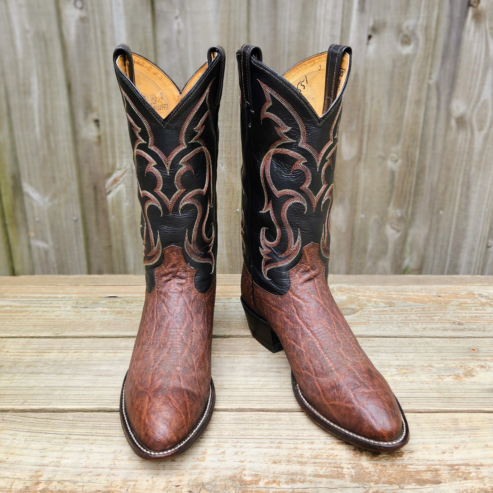 Vintage 1990s Tony Lama Elephant Hide Cowboy Boots Brown Size 10.5 D Made In USA