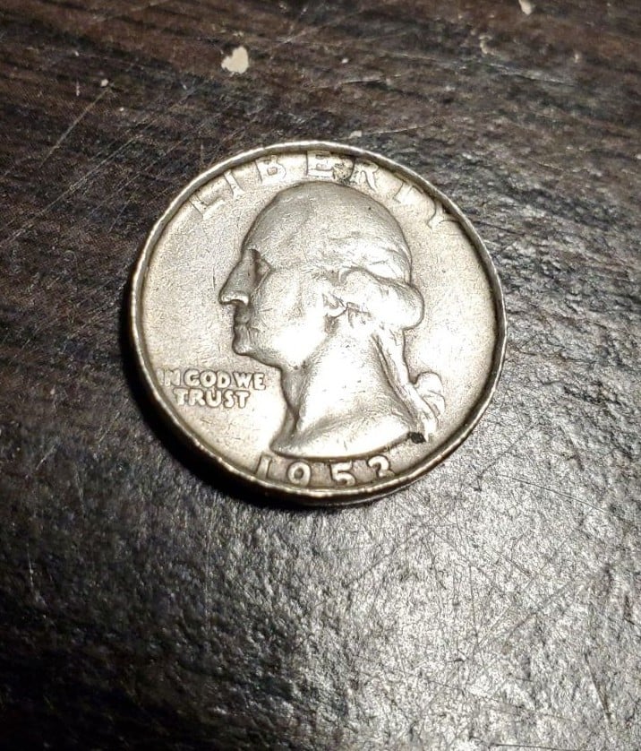 1953 D silver quarter Error