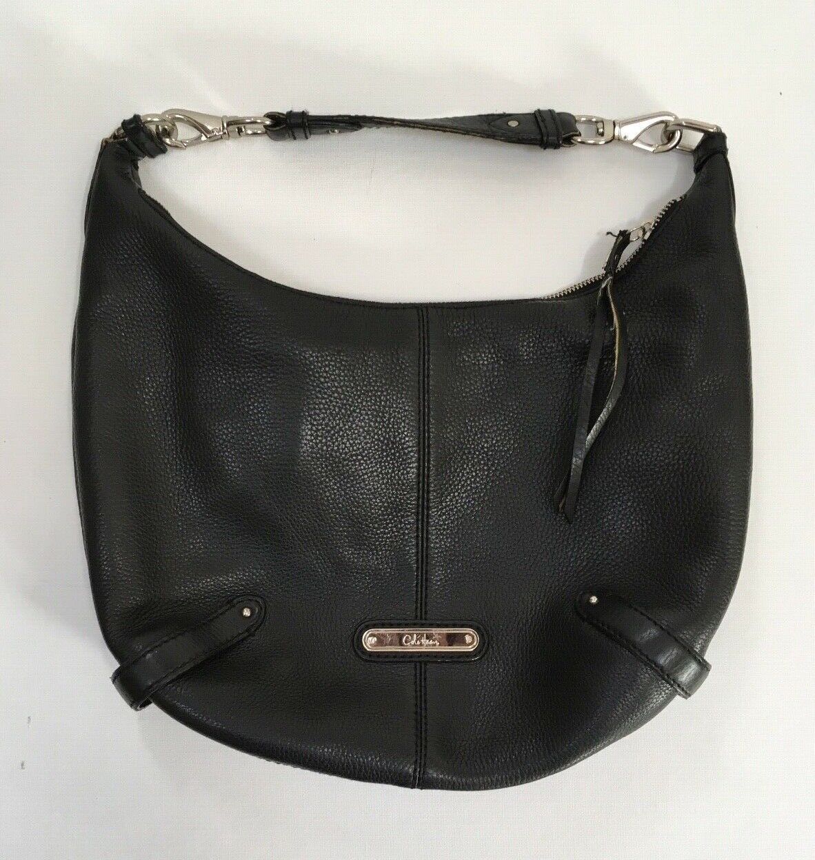 Cole Haan Village Pebbled Leather Hobo Shoulder Bag Silver/Black