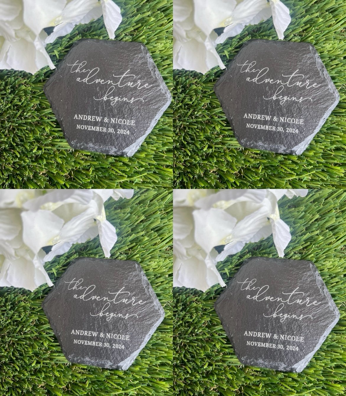 Coasters personalized engraved slate SET OF 4